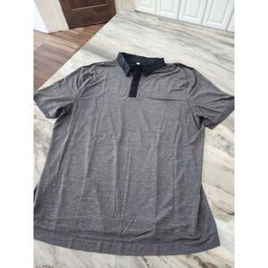 Lululemon Men Golf Polo Shirt XL Heather Gray Black Short Sleeve Athleisure